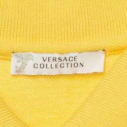 Pre Owned Versace Collection Yellow Medusa Applique Detail Cotton Polo T-Shirt M