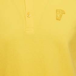Pre Owned Versace Collection Yellow Medusa Applique Detail Cotton Polo T-Shirt M
