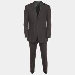 Pre Owned Versace Collection Black Wool Single Breasted Suit M