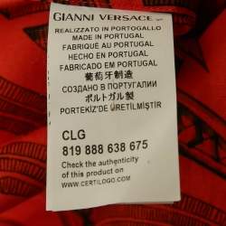 Pre Owned Versace Collection Orange Printed Cotton Trend Shirt S