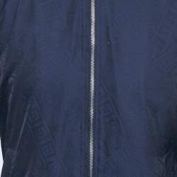 Pre Owned Versace Collection Blue Printed Nylon Bomber Jacket S