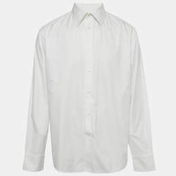 Pre Owned Versace Collection White Textured Cotton Long Sleeve Shirt XXL