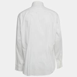 Pre Owned Versace Collection White Textured Cotton Long Sleeve Shirt XXL