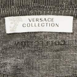 Pre Owned Versace Grey Jacquard Jersey Crewneck T-Shirt XL