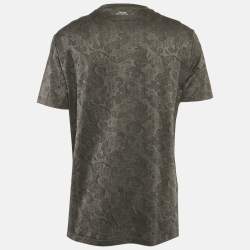 Pre Owned Versace Grey Jacquard Jersey Crewneck T-Shirt XL