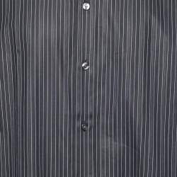 Pre Owned Versace Collection Black Pin Stripe Cotton Business Fit Shirt XXL