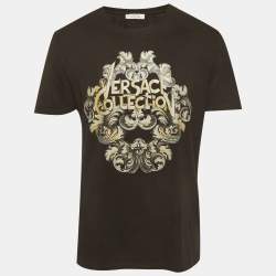 Pre Owned Versace Collection Black Printed Jersey T-Shirt L