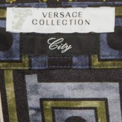 Pre Owned Versace Collection City Multicolour Printed Silk Button Up Shirt XL