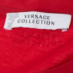 Pre Owned Versace Collection Red Half Medusa Print Cotton Short Sleeve T-Shirt M