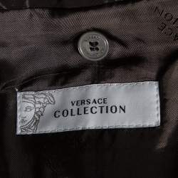 Versace Collection Blue Patterned Wool Single Breasted Blazer L