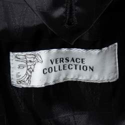 Pre Owned Versace Collection Grey Striped Cotton Single Breasted Blazer L