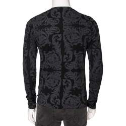 Versace Collection Midnight Blue Printed Cotton Long Sleeve T-Shirt M