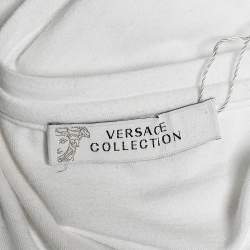 Versace Collection White Cotton Knit Medusa Head Embellished V-Neck T-Shirt M