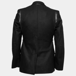 Pre Owned Versace Collection Black Wool Zip Detailed Long Sleeve Blazer M