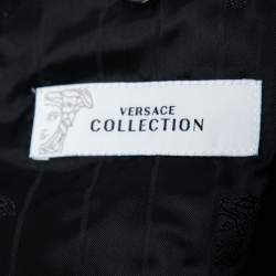 Pre Owned Versace Collection Black Wool Zip Detailed Long Sleeve Blazer M