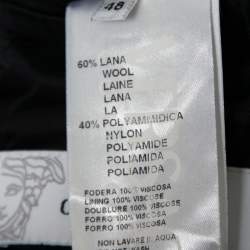 Pre Owned Versace Collection Black Wool Zip Detailed Long Sleeve Blazer M