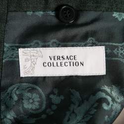 Versace Collection Dark Green Wool & Linen Single-Breasted Blazer L