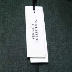 Versace Collection Dark Green Wool & Linen Single-Breasted Blazer L