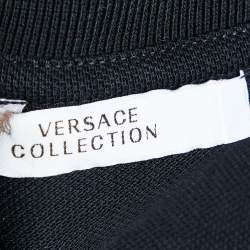 Pre Owned Versace Collection Black Cotton Knit Polo T-Shirt L