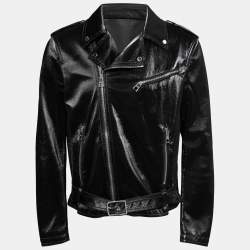 Versace Collection Black Faux Leather Biker Jacket M