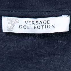 Pre Owned Versace Collection Navy Blue Cotton Animal Print T-Shirt M