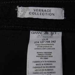 Pre Owned Versace Collection Black Baroque Print Denim Slim Jeans XL Waist 36"