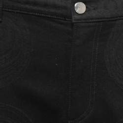 Pre Owned Versace Collection Black Baroque Print Denim Slim Jeans XL Waist 36"