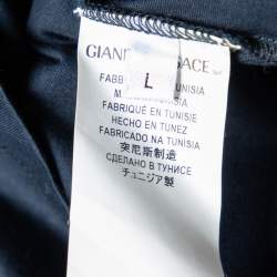 Pre Owned Versace Collection Navy Blue Printed Cotton Knit Crewneck T-Shirt L