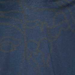 Pre Owned Versace Collection Navy Blue Printed Cotton Knit Crewneck T-Shirt L