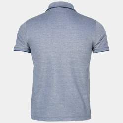 Pre Owned Versace Collection Blue Cotton Pique Logo Detail Polo T-Shirt S