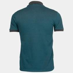 Pre Owned Versace Collection Blue Medusa Embroidered Cotton Polo T-Shirt S