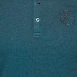 Pre Owned Versace Collection Blue Medusa Embroidered Cotton Polo T-Shirt S
