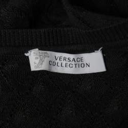 Versace Collection Black Diamond Patterned Knit Sweater M