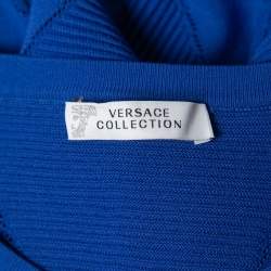 Versace Collection Blue Zig Zag Patterned Knit Pullover S