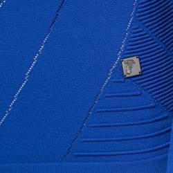 Versace Collection Blue Zig Zag Patterned Knit Pullover S
