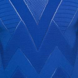 Versace Collection Blue Zig Zag Patterned Knit Pullover S