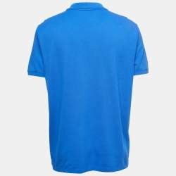 Pre Owned Versace Collection Blue Logo Embroidered Cotton Pique Polo T-Shirt 2XL