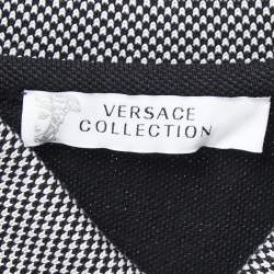 Pre Owned Versace Collection Black Logo Embroidered Cotton Pique Polo T-Shirt XL 