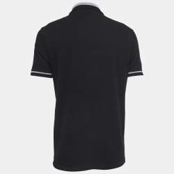 Pre Owned Versace Collection Black Logo Embroidered Cotton Pique Polo T-Shirt XL 