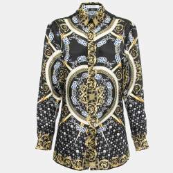 Versace Collection Black Baroque Printed Silk Shirt M