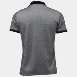 Versace Collection Grey Logo Embroidered Cotton Contrast Trim Polo T-Shirt S
