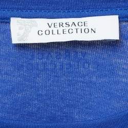 Pre Owned Versace Collection Blue Printed Cotton T-Shirt L