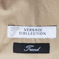 Pre Owned Versace Collection Beige Stretch Cotton Trend Fit Shirt L