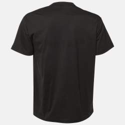 مملوكة مسبقًا تِي شيرت فيرساتشي جينز كوتور قطن أسود مطبوع بالشعار ياقة دائرية مقاس وسط