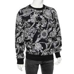 Pre Owned Versace Jeans Couture Black Regalia Printed Cotton Knit Sweatshirt 3XL