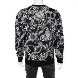 Pre Owned Versace Jeans Couture Black Regalia Printed Cotton Knit Sweatshirt 3XL