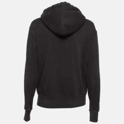 Pre Owned Versace Jeans Couture Black Logo Print Cotton Knit Zip-Up Hoodie S