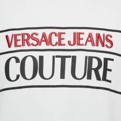 Versace Jeans Couture White Logo Embroidery Cotton Sweatshirt S