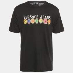 Pre Owned Versace Jeans Couture Black Logo Print Jersey T-Shirt XL