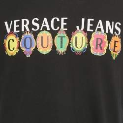 Pre Owned Versace Jeans Couture Black Logo Print Jersey T-Shirt XL